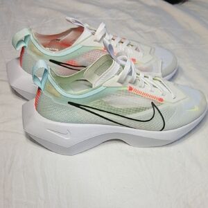 Nike Women’s White Sneakers with Mint and Coral Accents